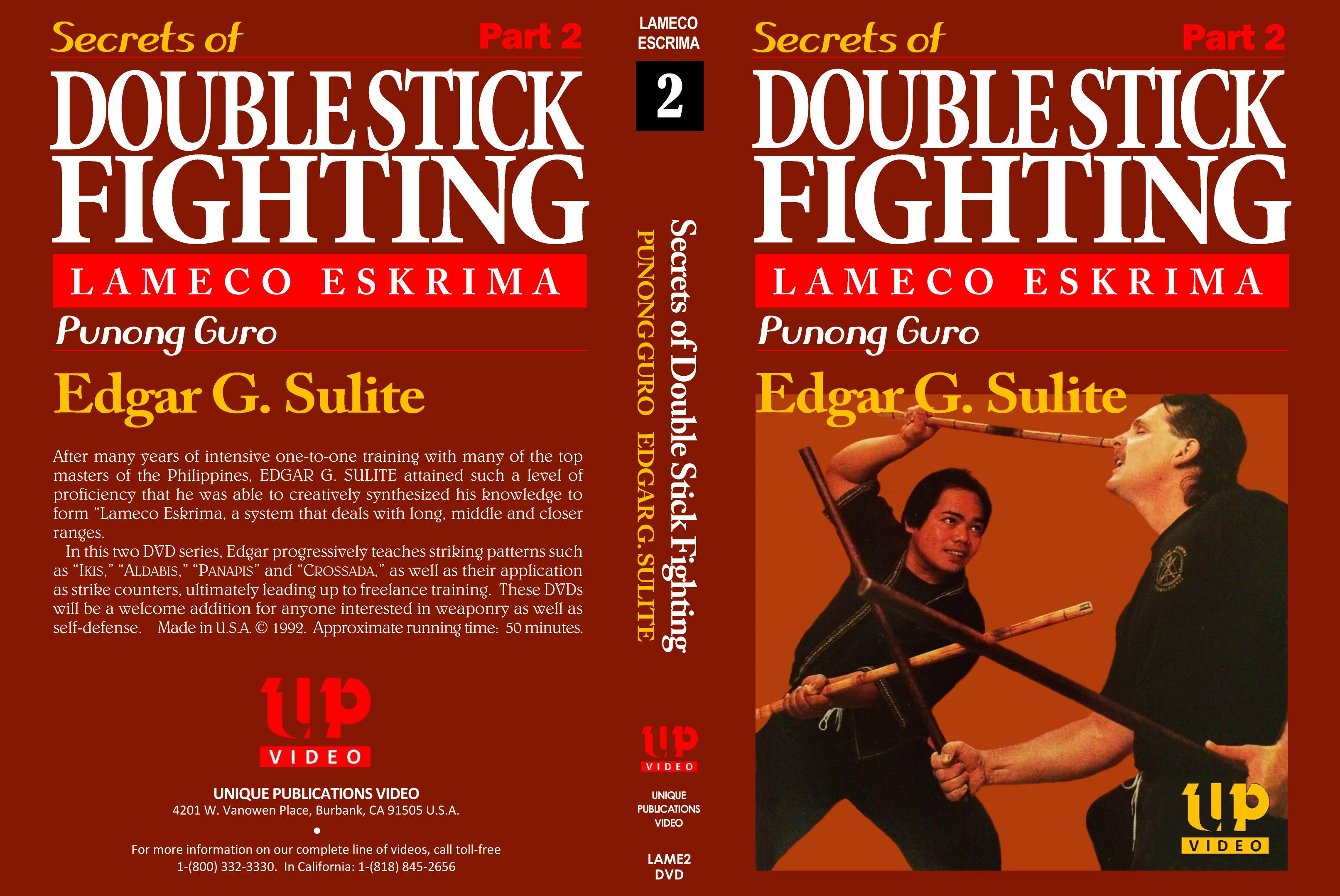 Secrets of Lameco Eskrima Double Stick Fighting #2 Martial Art DVD Edgar Sulite