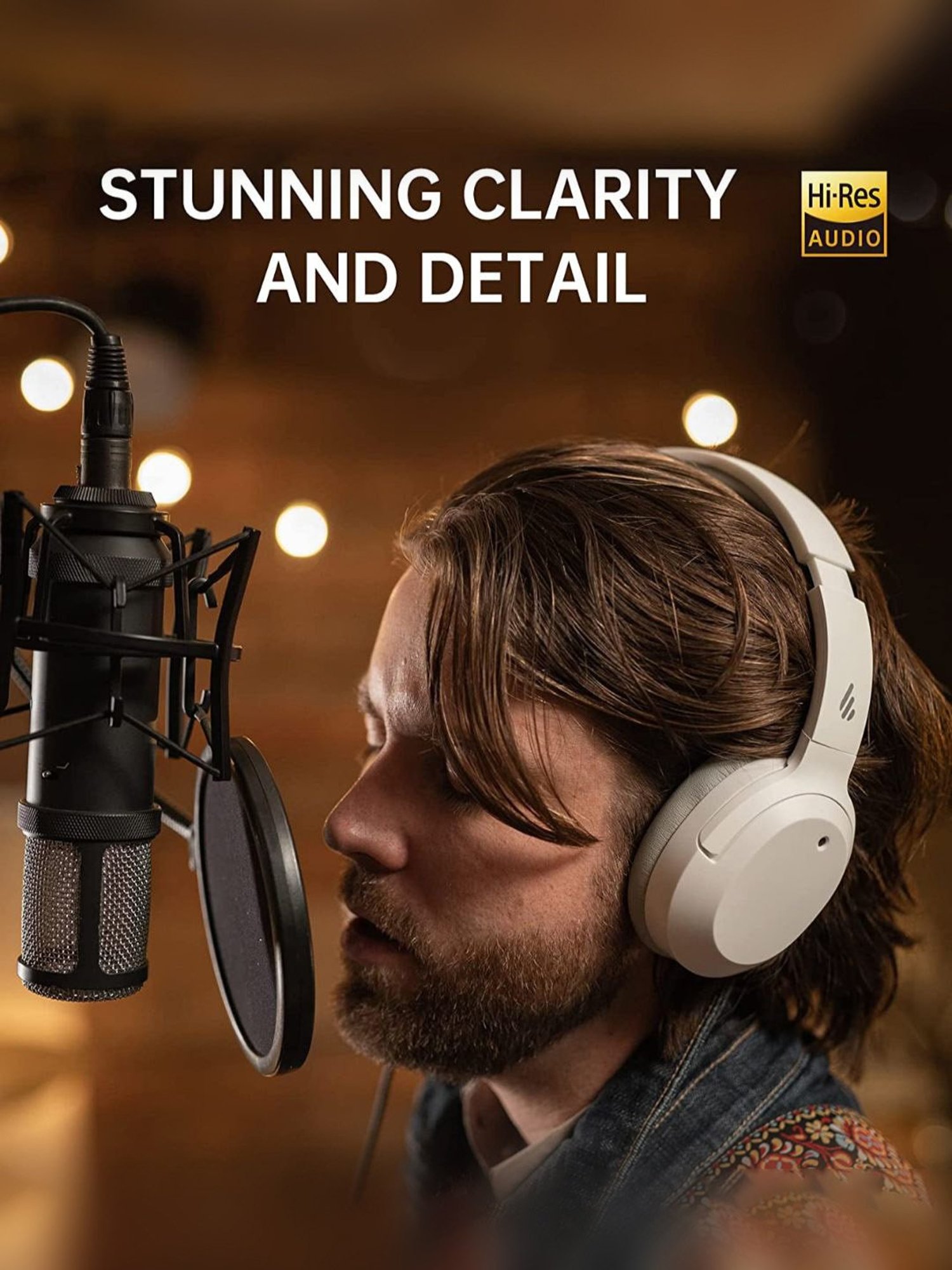 Edifier W820NB Active Noise Cancelling Bluetooth Stereo Headphones (White)