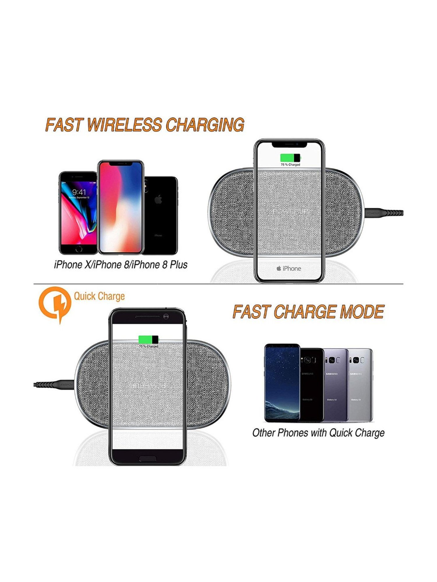 Powerup Stay Charged Wireless Charger Pad (Grey)