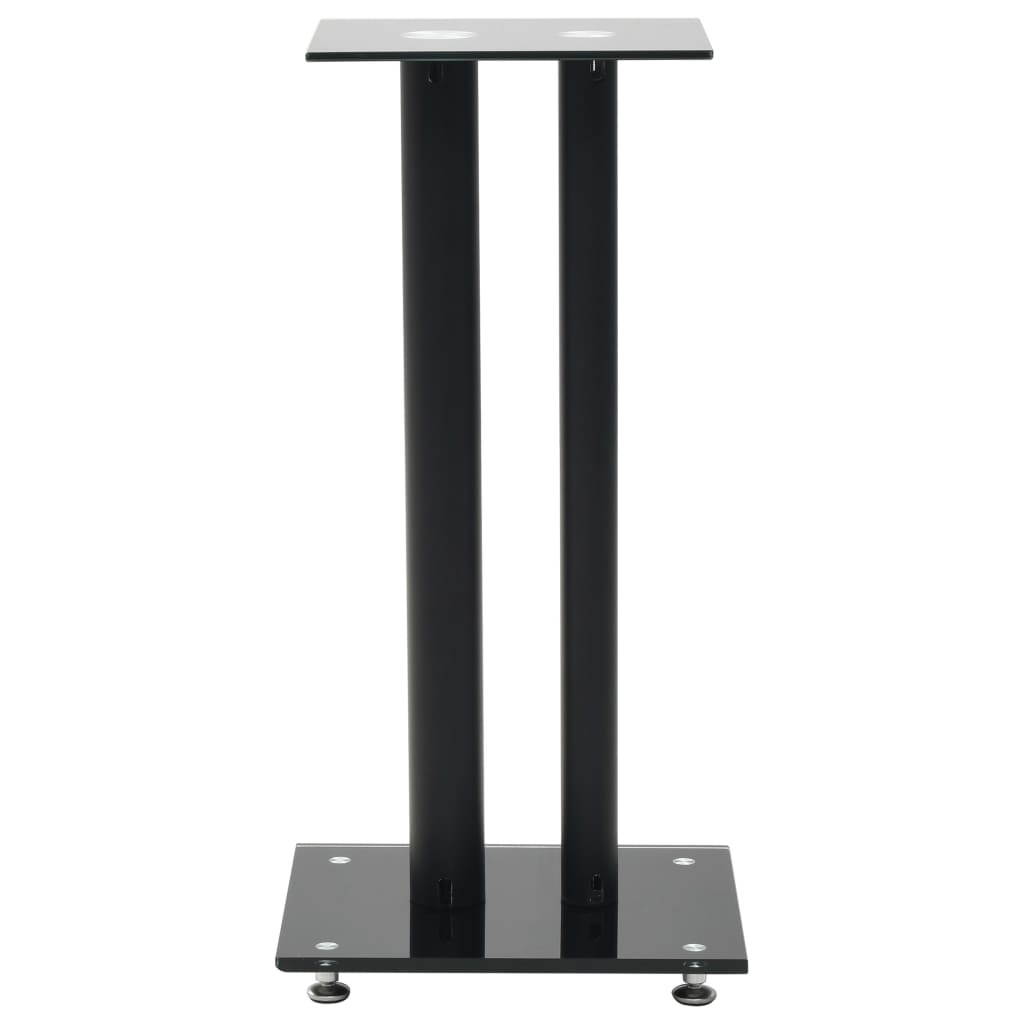 vidaXL 2x Speaker Stands Tempered Glass 2 Pillars Design Black Sound Support