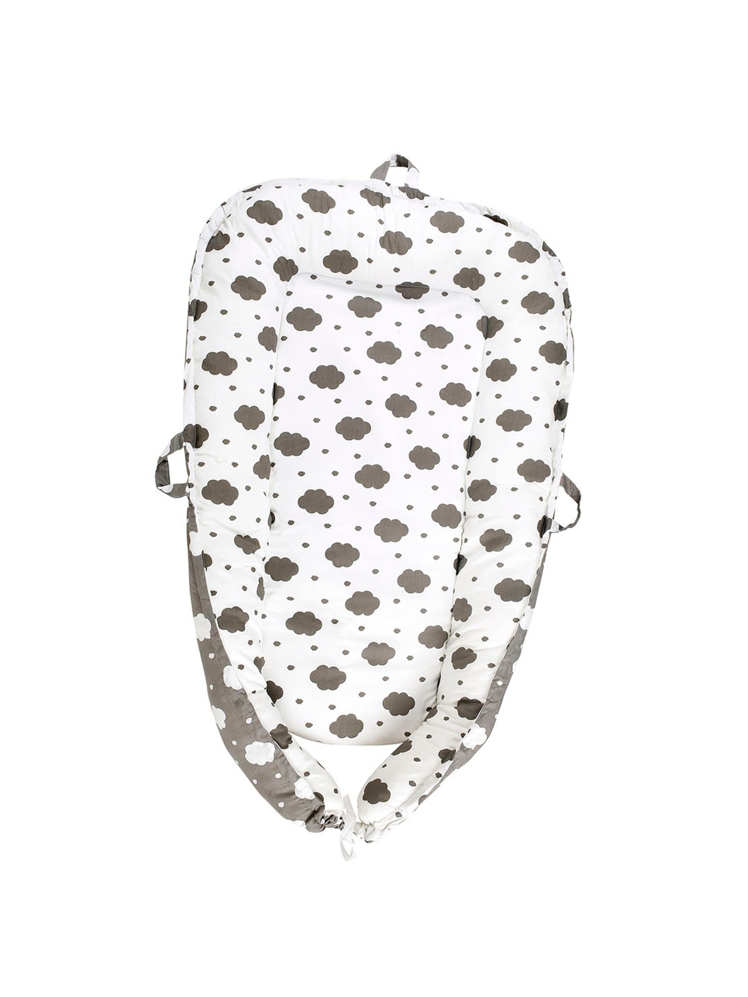 Baby Moo Baby Bed Cum Carry Nest Sleeping On A Cloud Grey