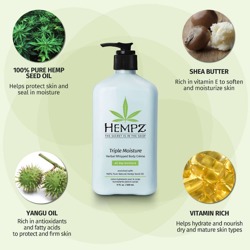 Hempz Triple Moisture Herbal Whipped Body Crème - 17oz