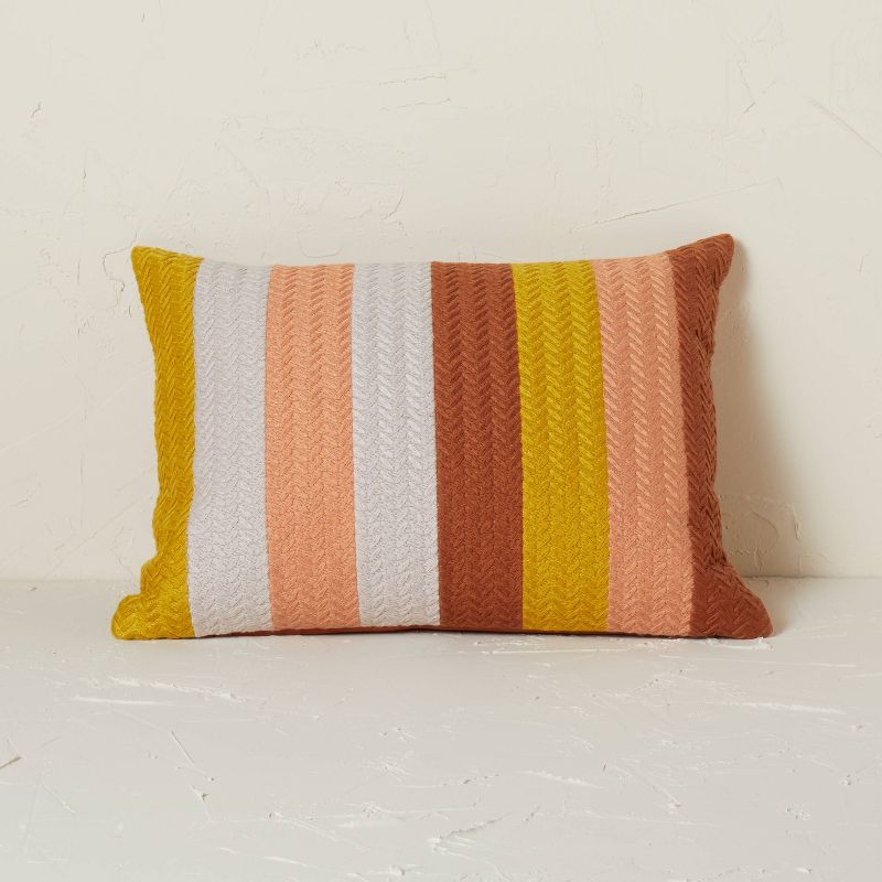 Striped Chevron Embroidered Lumbar Throw Pillow - Opalhouse™ designed with Jungalow™