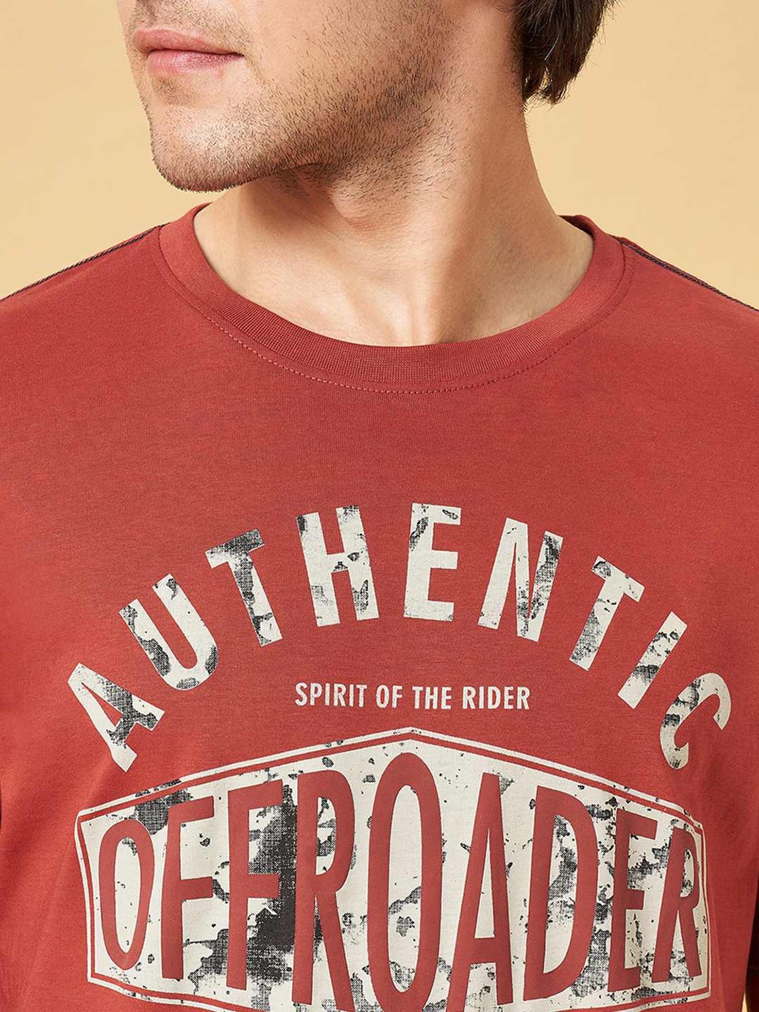 Sf Jeans By Pantaloons Rust Slim Fit Printed T-Shirt