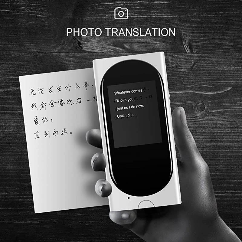 Mini AI Translator Device with Camera Translation Function, 106 Languages Instant Two-Way Voice Translation, Noise-Cancelling &hellip; (White)