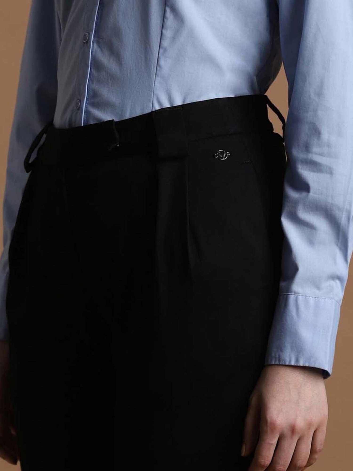 Allen Solly Black Mid Rise Formal Trousers