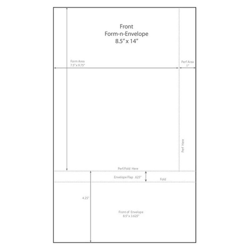 8-1/2" x 14" Blank Memo Size Form-N-Envelope, Detached w/ Tear off strip - 7-1/2" x 9-3/4" (Box of 1000)