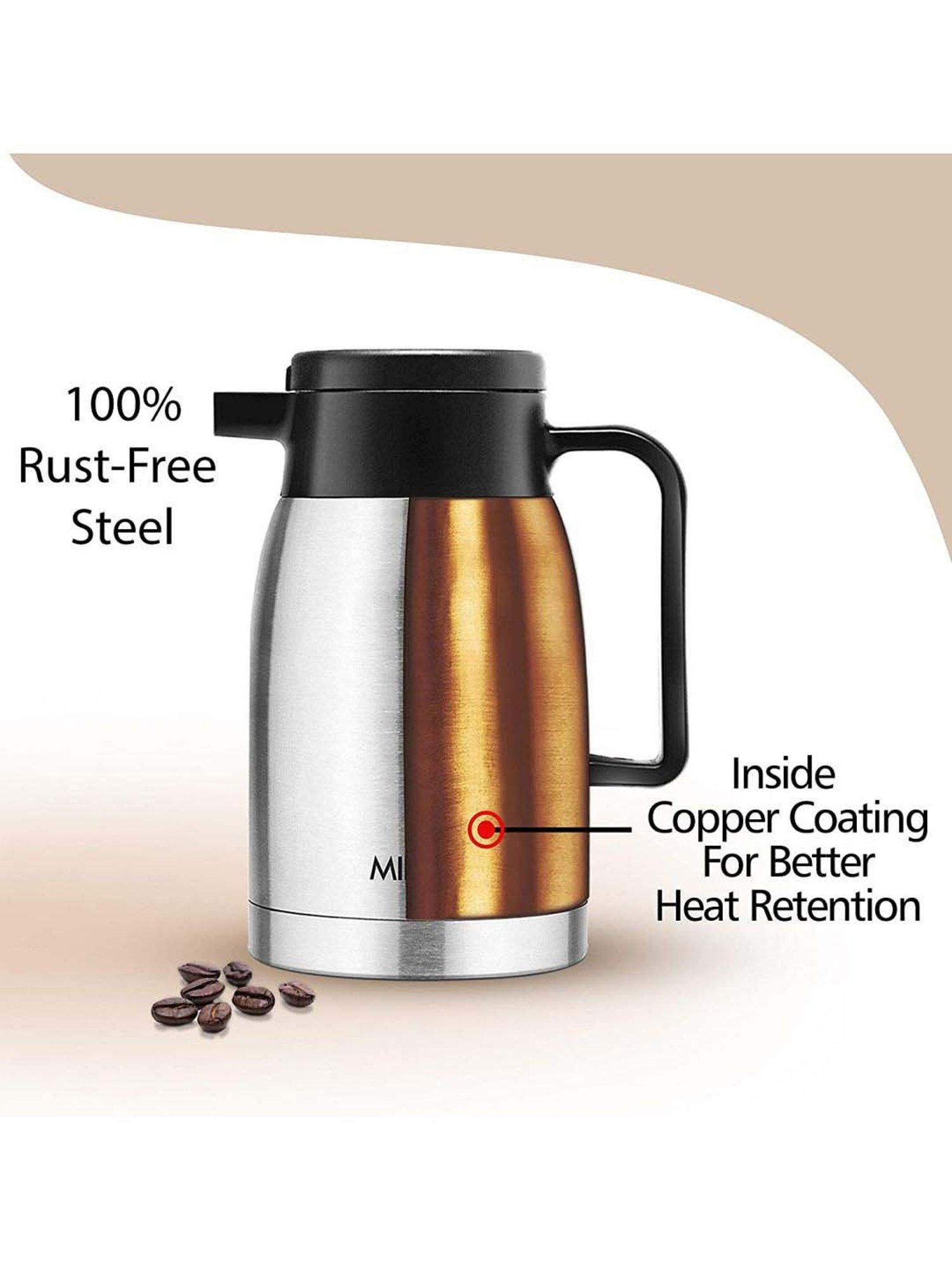 Milton Silver Stainless Steel Thermal Coffee Pot (500 ml) - Set of 1