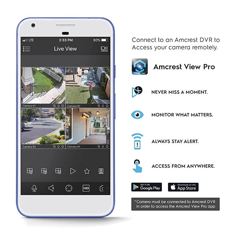 ProHD 4K Bullet Outdoor Security Camera, 4K (8-Megapixel), Analog Camera, 130ft Night Vision, IP67 Weatherproof Housing, 2.8mm Lens 110&deg; Wide Angle, Built-in Microphone, Black (AMC4KBC28-B)