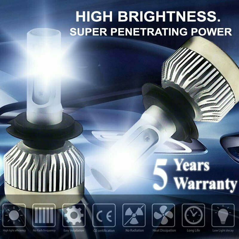 H7 LED Headlight Bulb Conversion Kit   High Low Beam Fog Lamp 6000K White