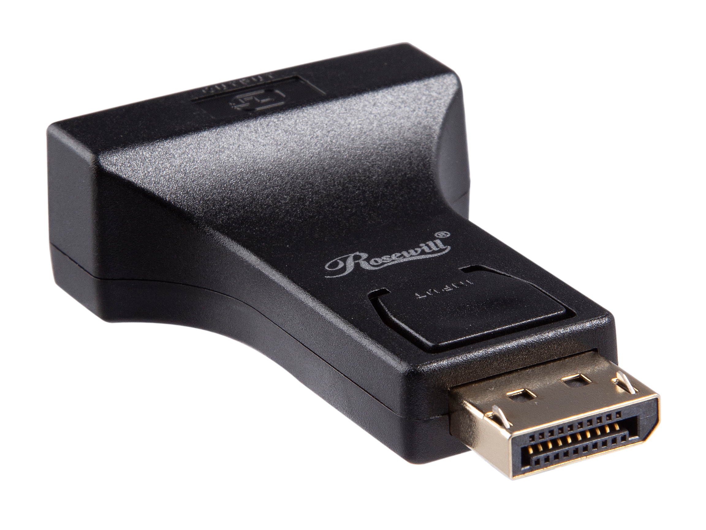 Rosewill CL-AD-DP2DVI-BK Compact Design DisplayPort to DVI-I Passive Adapter Converter, Gold Plated, Black -Latching DP to DVI-I - 1920 x 1200 Resolution