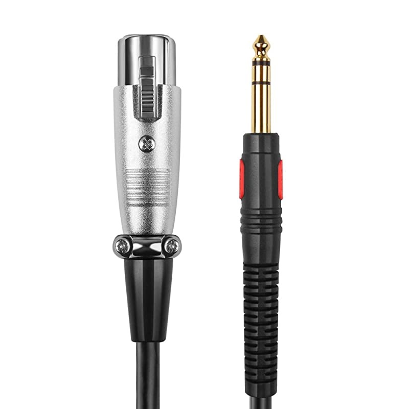 Premium 3 Pin XLR Female to 6.3mm (1/4 Inch) TRS Stereo Jack Male M/F Balanced MIC Microphone Audio Interconnect Cable (3 FT), Gold Plated for Powered Speakers, Studio Sound Consoles