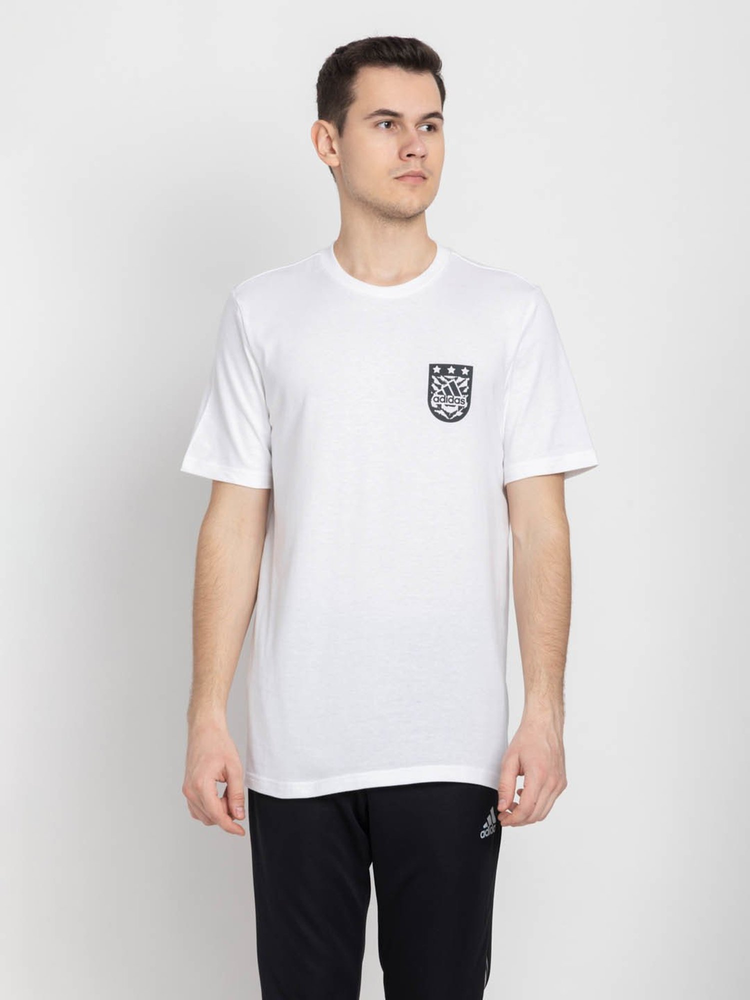 Adidas White Regular Fit Printed Sports T-Shirt