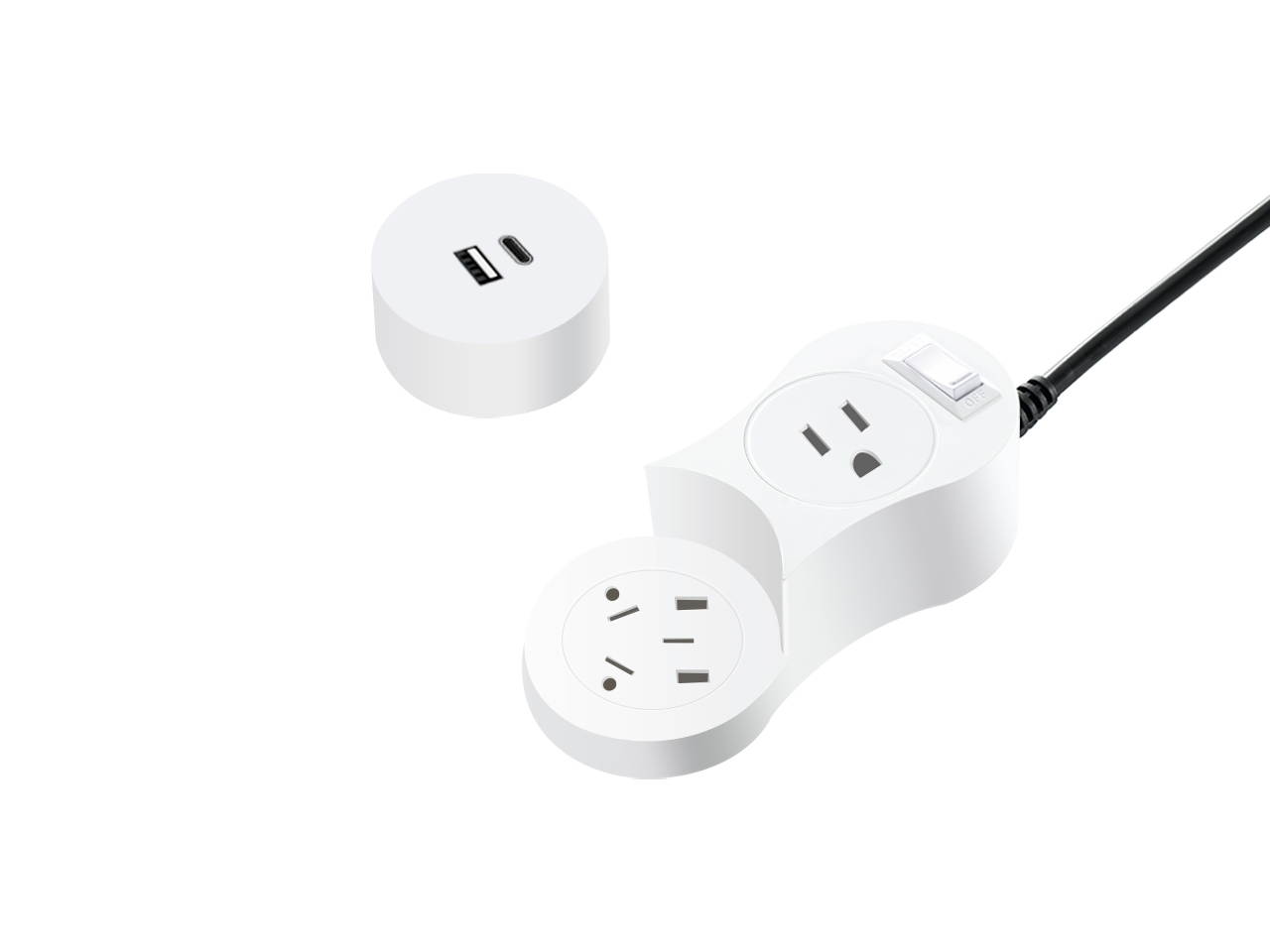 EDu Pivot Smart Power Strip Smart Sockets Module for Home Office Use, Smart Power Strip No Hub Required, Ordinary Head Module + Type-C+USB Fast Charging Module+ USB Charging Module Removable for DIY