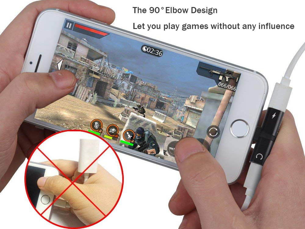 iPhone 7 8 X Adapter & Splitter, 5-Pack Dual Lightning Headphone Audio & Charge Adapter Accessories for iPhone 7/7 Plus, iPhone 8/8 Plus, iPhone X - Black