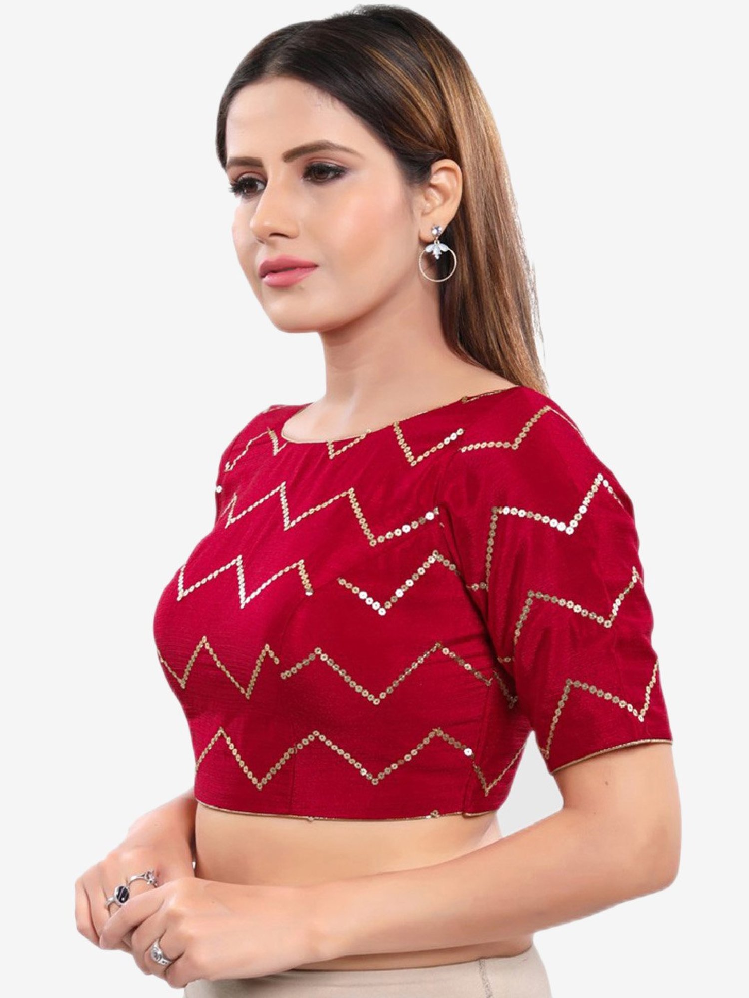 Salwar Studio Red Embellished Blouse