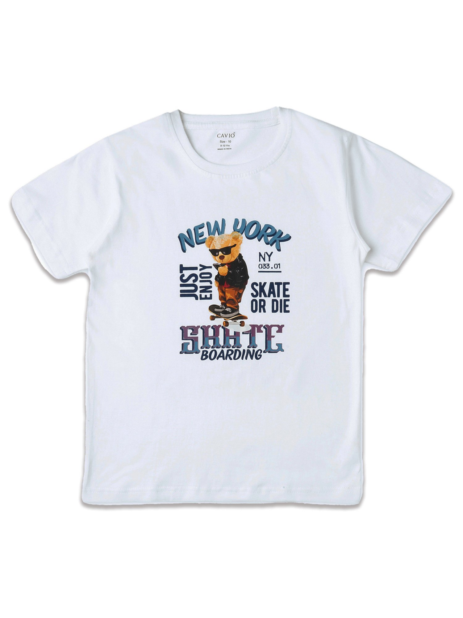 Cavio Kids Blue & White Printed Shirt with T-Shirt