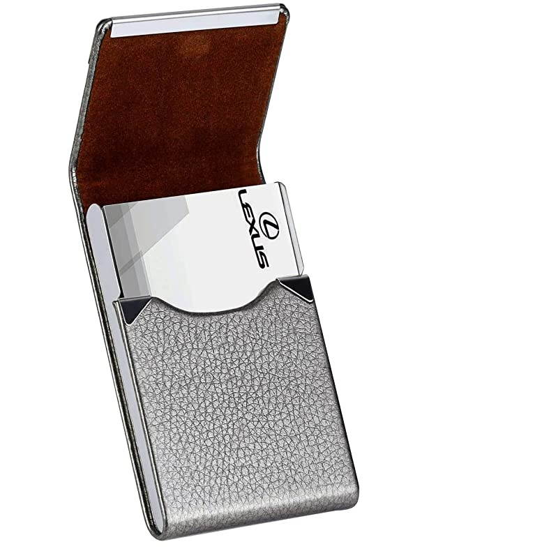 Leather Business Card Case Slim Business Card Holder Professional Name Card Holder with Magnetic Shut Grey