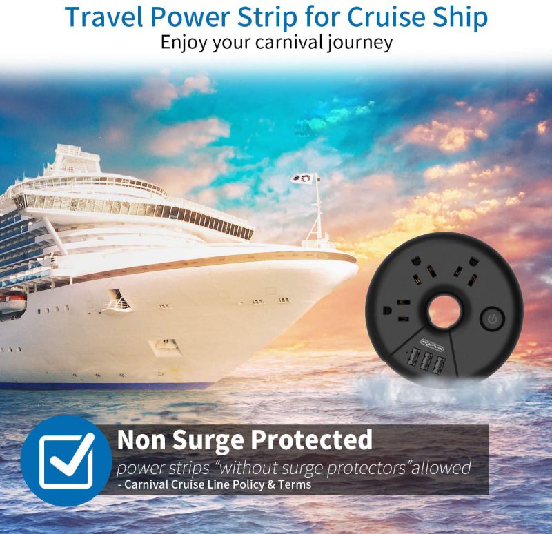 Power Strip with USB Travel Power Strip Flat Plug 10 ft Extra Long Extension Cord 3 Outlet 3 USB Desktop Charging Station Compact for Home Dorm Room Office Cruise Ship and Nightstand