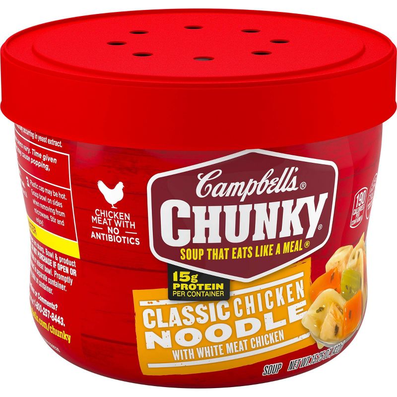 Campbell's Chunky Classic Chicken Noodle Soup Microwaveable Bowl 15.25oz