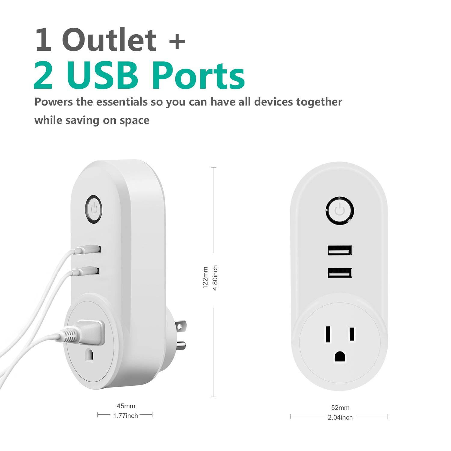 Smart Wifi Power Plug Socket with USB Switch Wireless Outlet APP/Voice Control Compatible with Amazon Alexa Echo Google Home