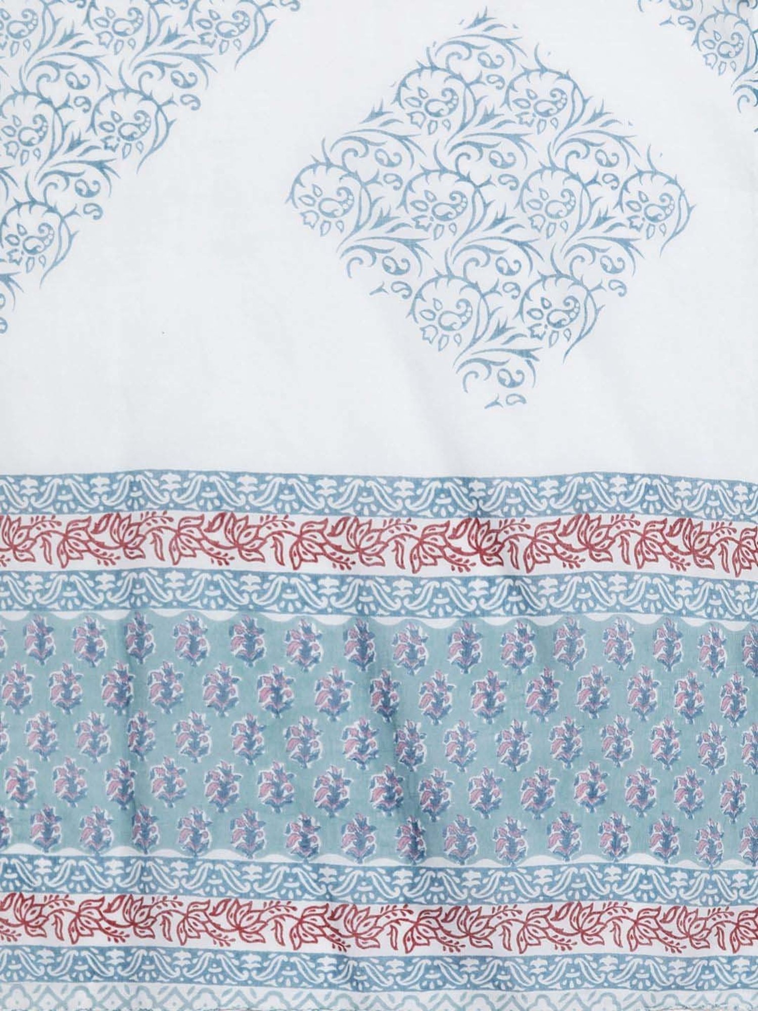 Libas Blue Cotton Printed Kurta Pant Set With Dupatta