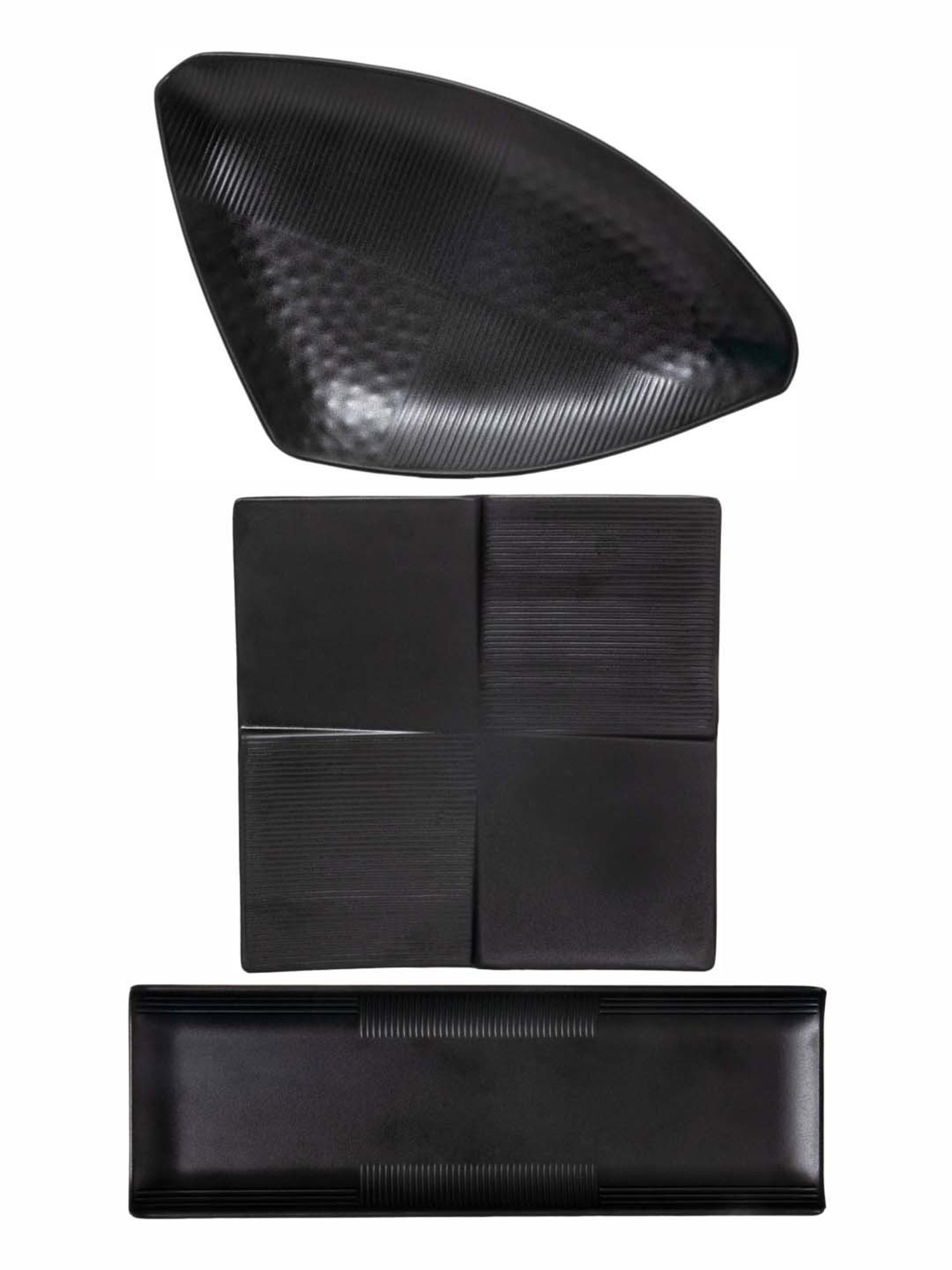 Servewell Black Melamine Matte 3 Serving Platter
