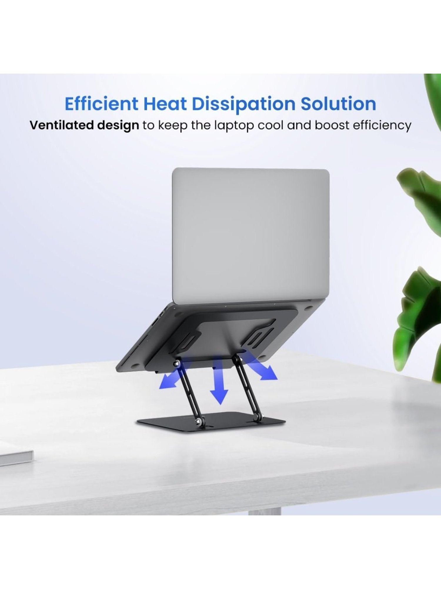 Portronics My Buddy K3 Pro Laptop Stand with Adjustable Height & Angle, Foldable Design (Grey)