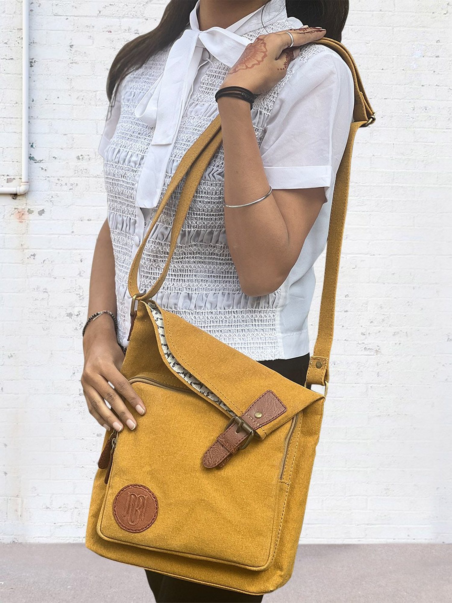 Mona B Mustard Small Cross Body Bag