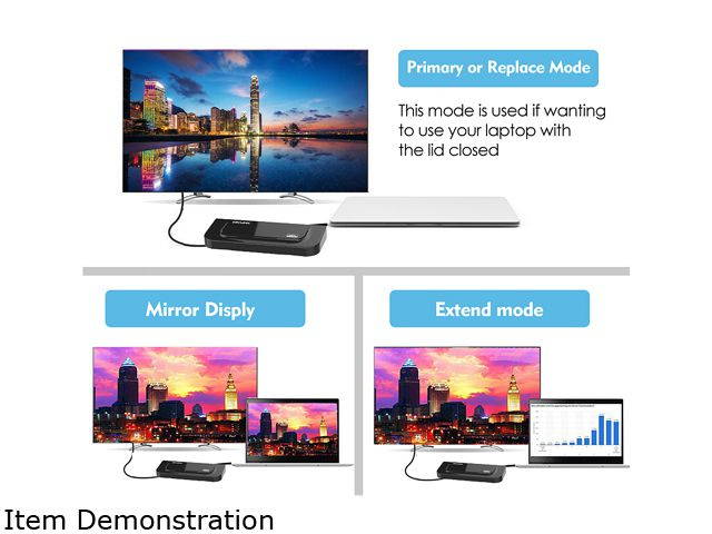 Wavlink USB 3.0 Universal Dual Display Docking Station Support HDMI & DVI / VGA with 6 USB Ports,Gigabit Ethernet and Audio Jack ,Display Link Certified Super Speed Dock for Laptop, Ultrabook and PCs