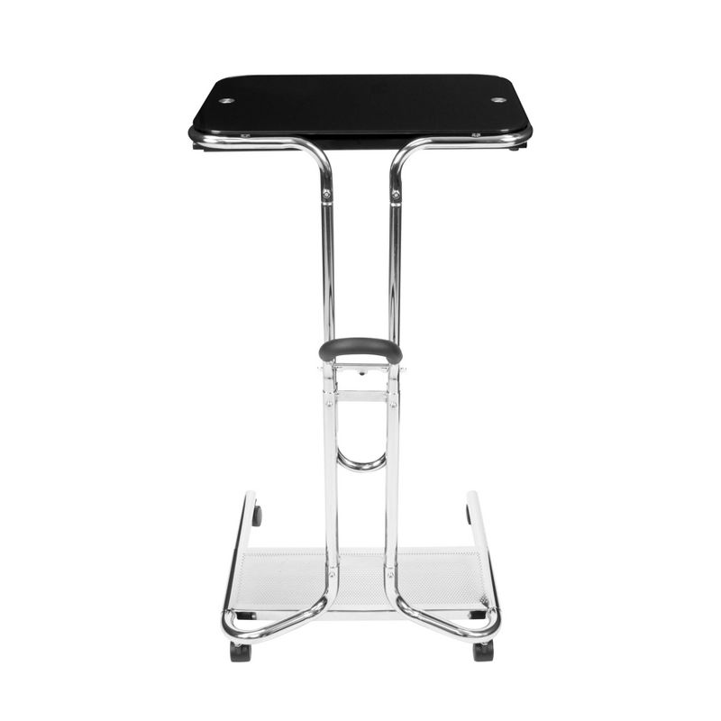 Laptop Cart with Extending Side Shelf - Chrome / Black