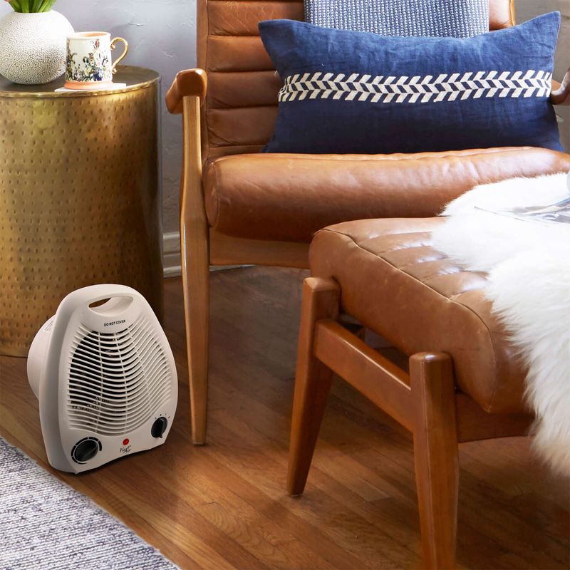 Vie Air 1500W Portable 2 Settings White Office Fan Heater with Adjustable Thermostat