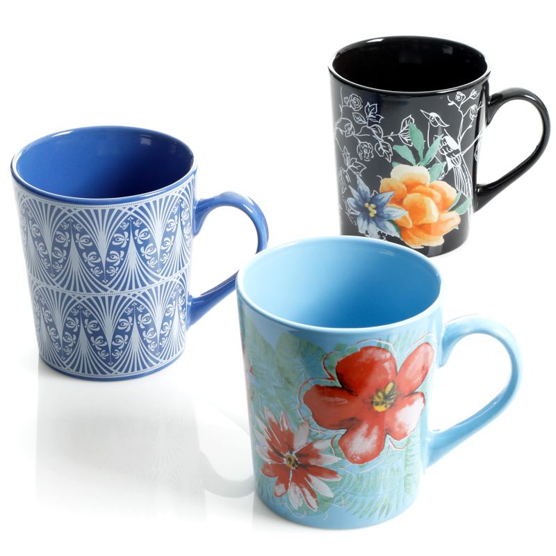 Gibson Home Floral Garden 6 Piece 23 Ounce Assorted Ceramic Cup Set
