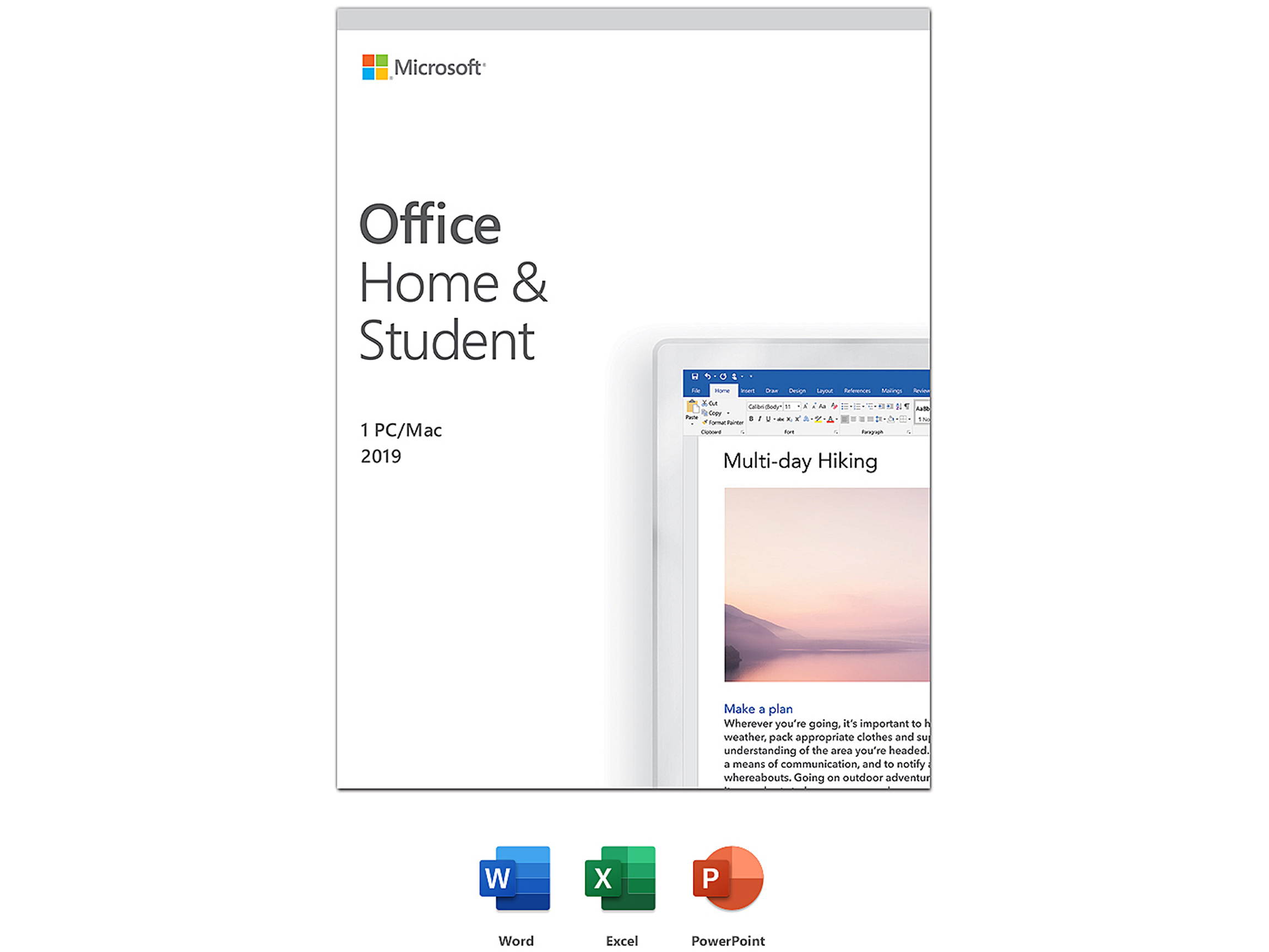 Microsoft Office Home & Student 2019 | One time purchase, 1 device | Windows 10 PC/Mac Keycard