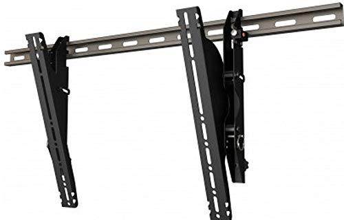Wall mounted unistrut menu board brackets with plumb and tilt adjustment.