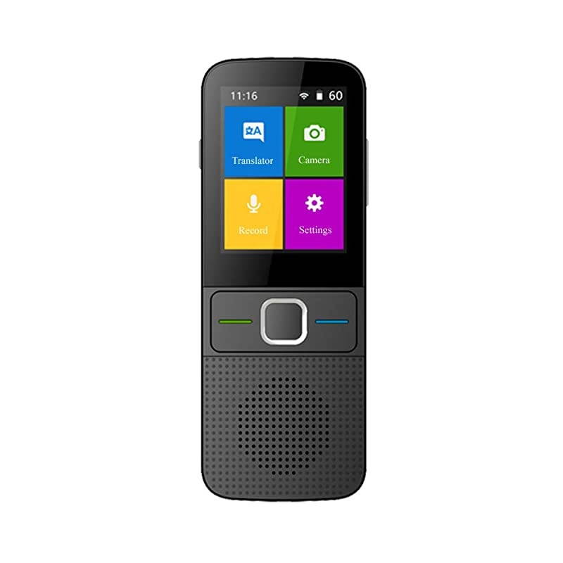 Smart Language Translator Device with WiFi or Hotspot 24 Inch Touch Screen Support 14 Languages Offline and 137 Languages Online Real Time Translate Support Recording Photo Translation Black