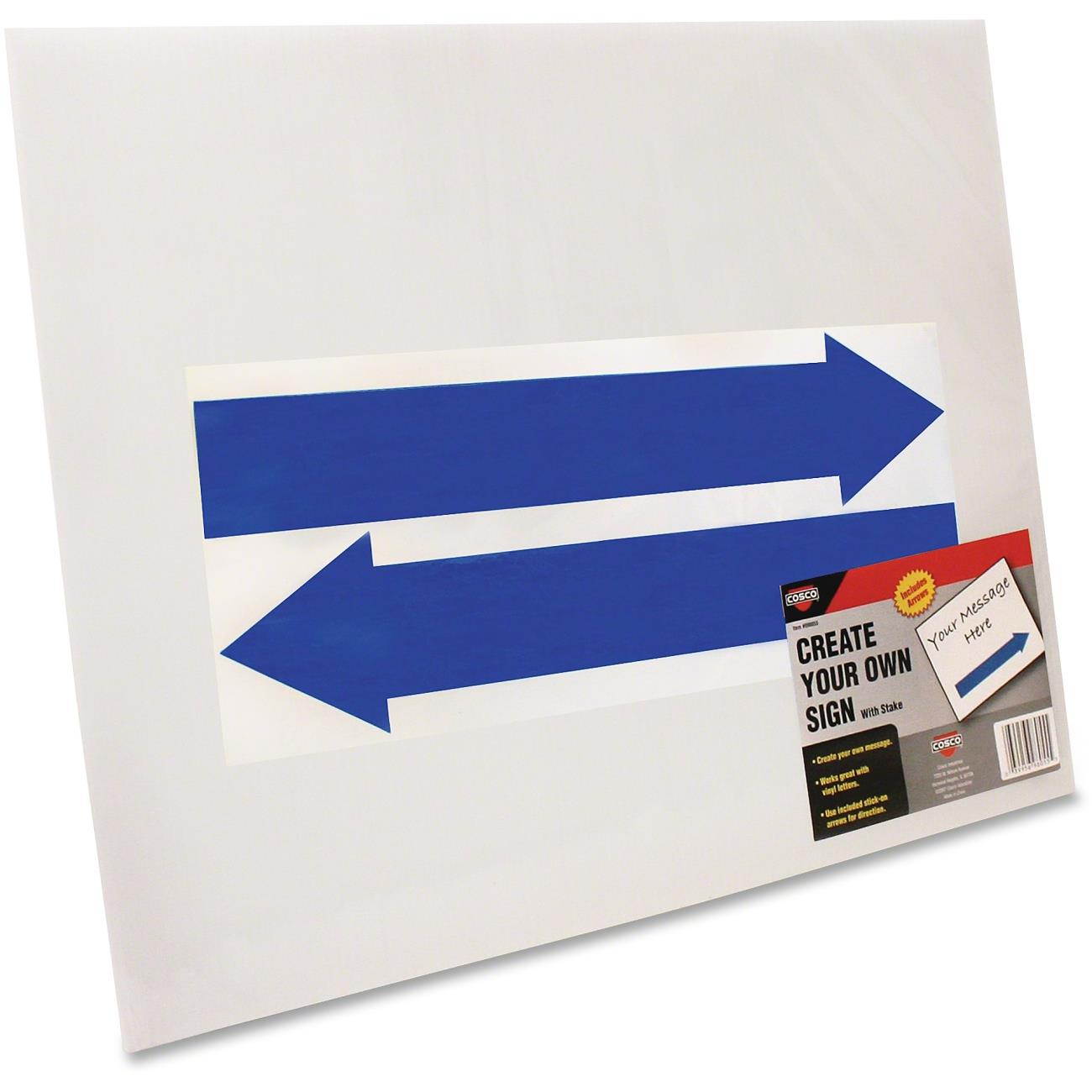 COSCO 098055 Stake Sign, Blank White, Includes Directional Arrows, 15 x 19