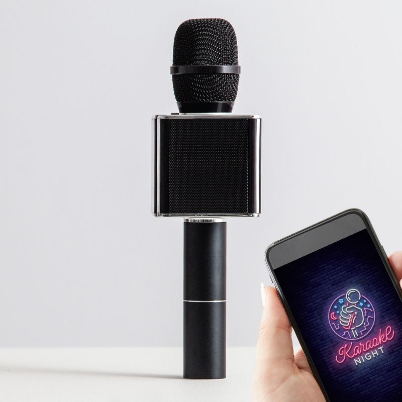 SHARPER IMAGE Musical Microphone Bluetooth Broadcaster in Black