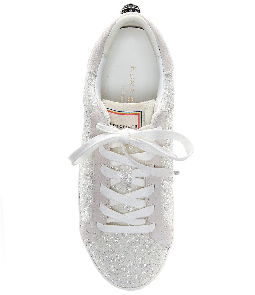 Kurt Geiger London Lexi Eagle Glitter Leather Lace-Up Sneakers