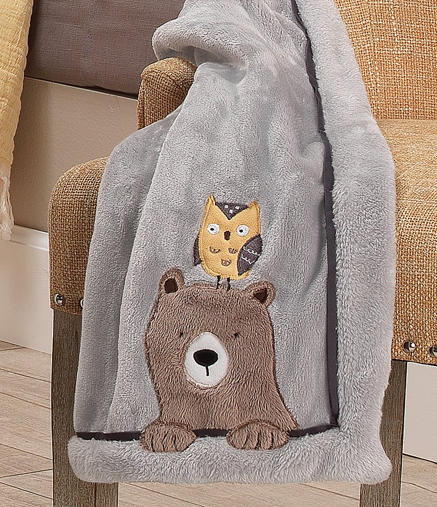 Lambs & Ivy Sierra Sky Bear and Owl Fleece Baby Blanket