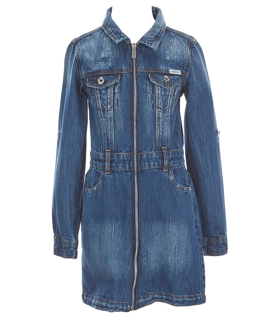 Guess Big Girls 7-16 Long-Sleeve Washed Denim Dress