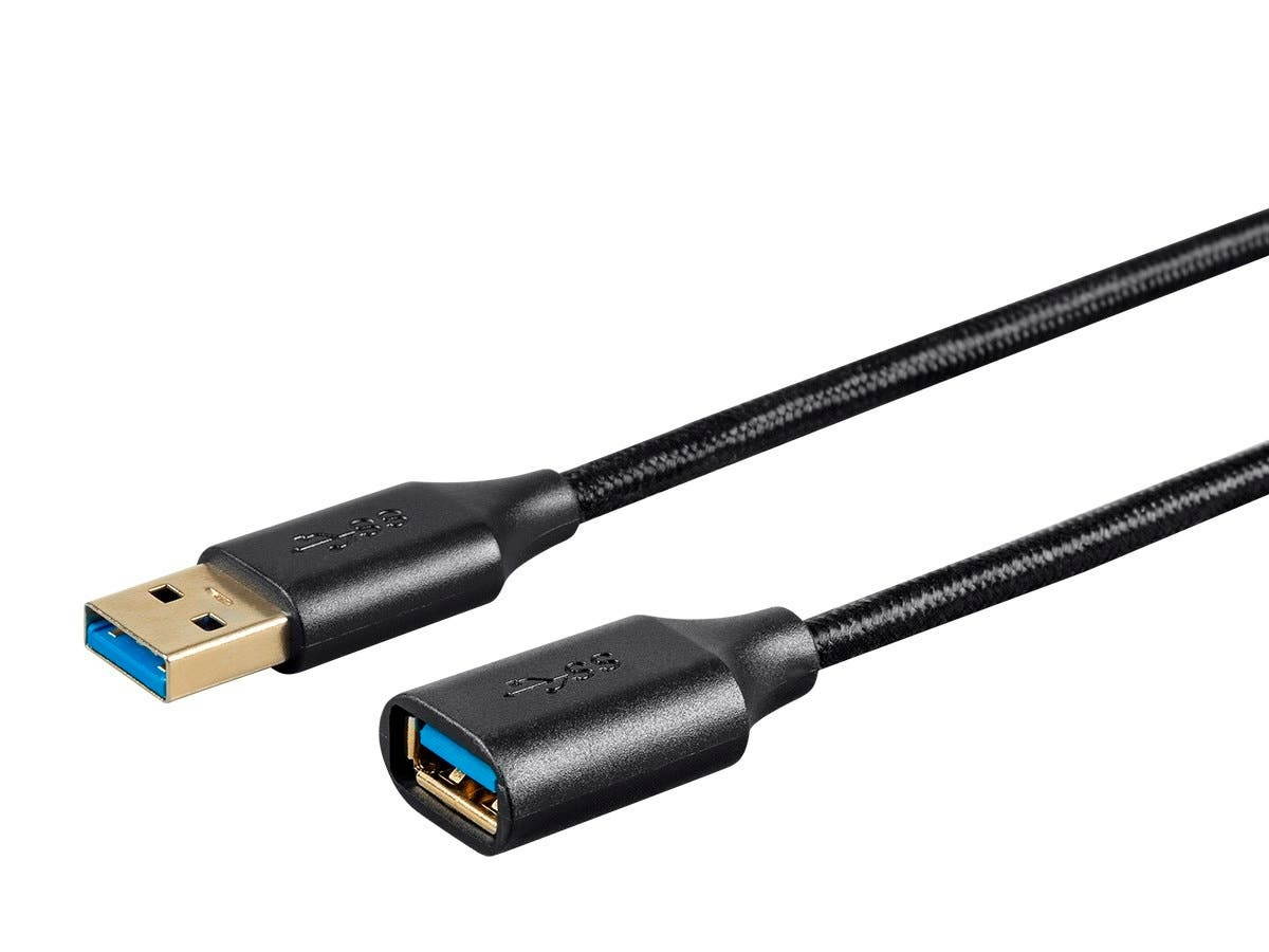 Monoprice USB & Lightning Cable - 6 Feet - Black | USB 3.0 A Male to A Female Premium Extension Cable