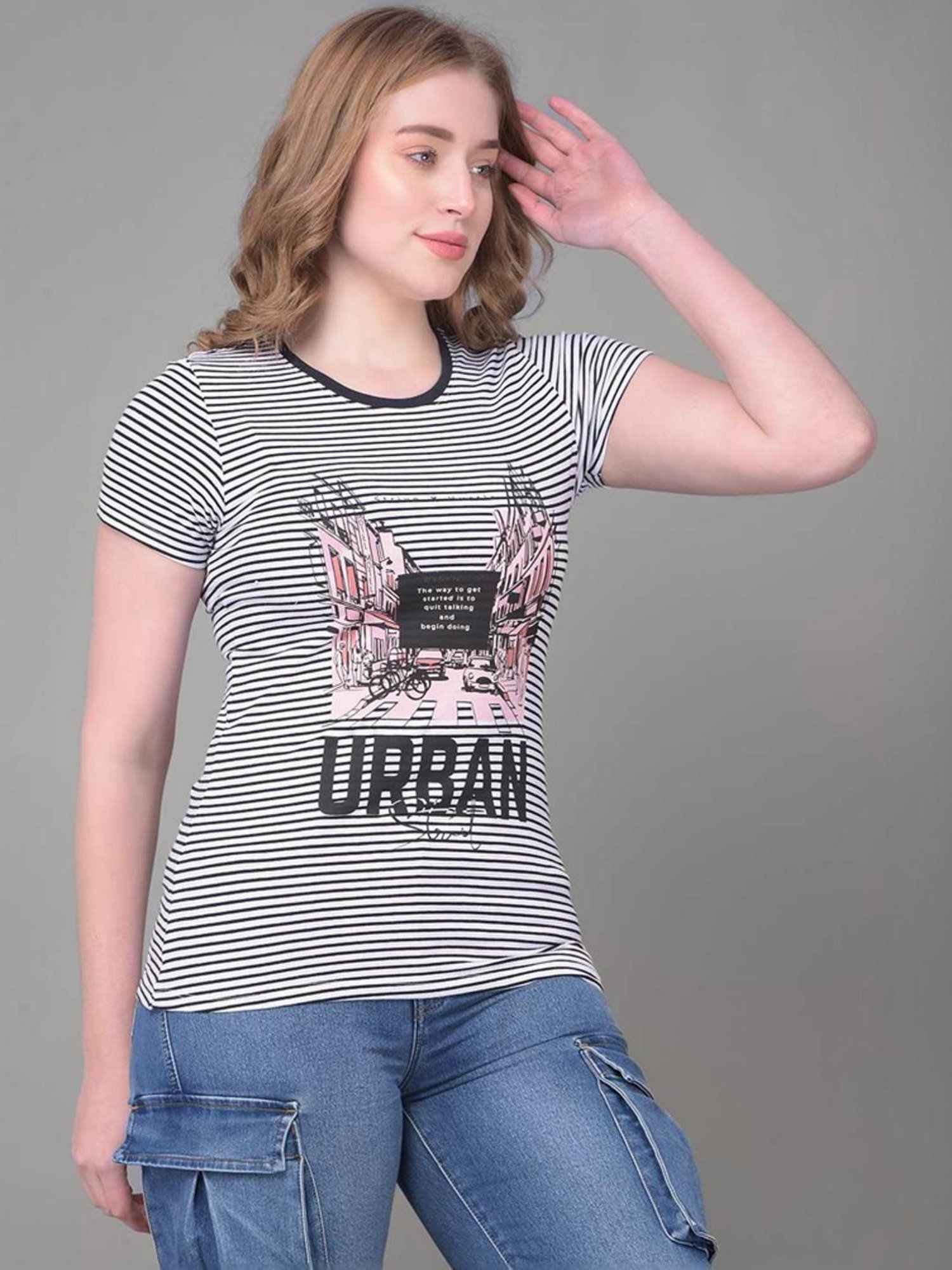 Dollar Black Cotton Striped Sports T-Shirt