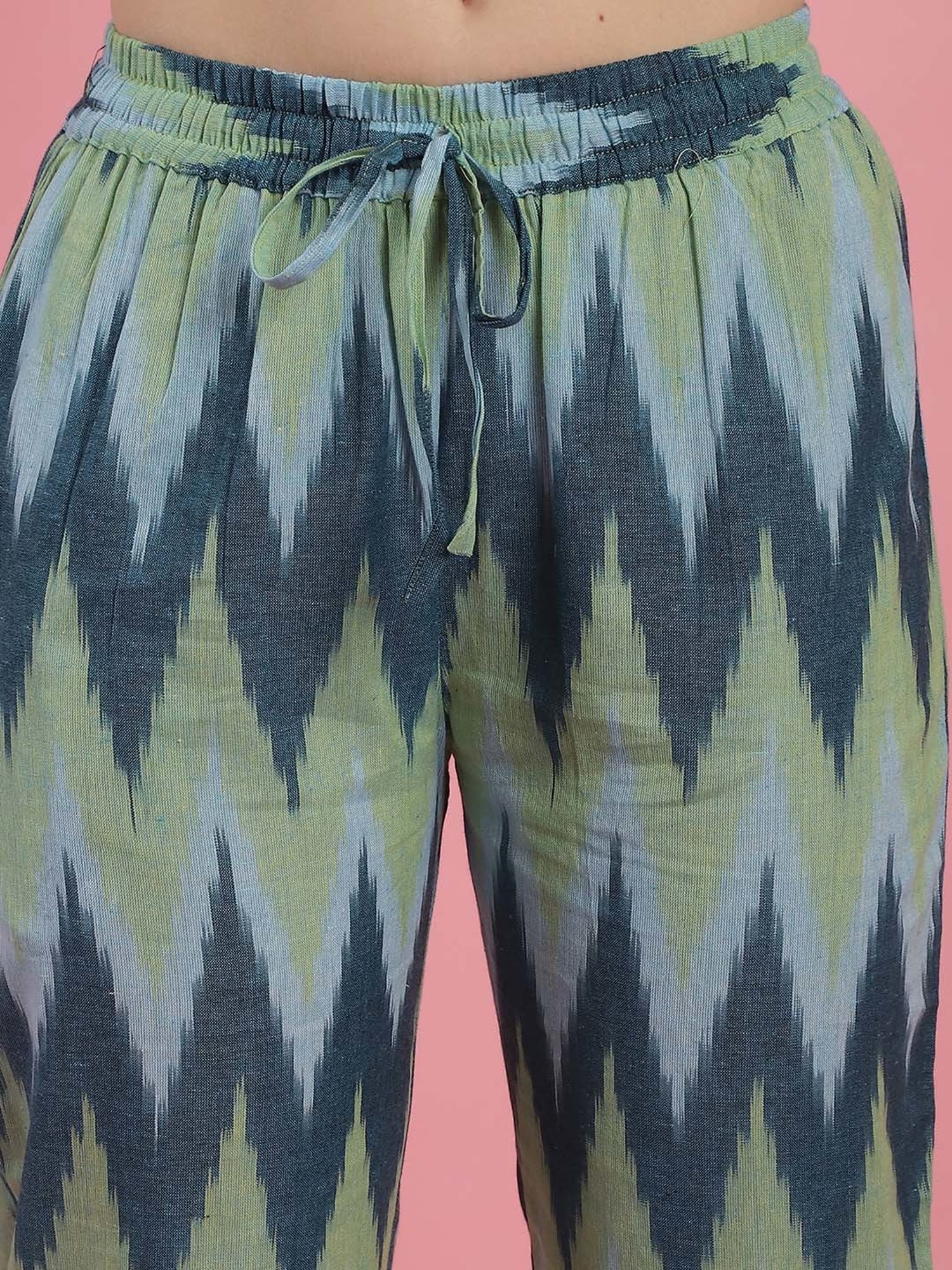 Prakrti Green & Blue Cotton Printed Top Capri Set