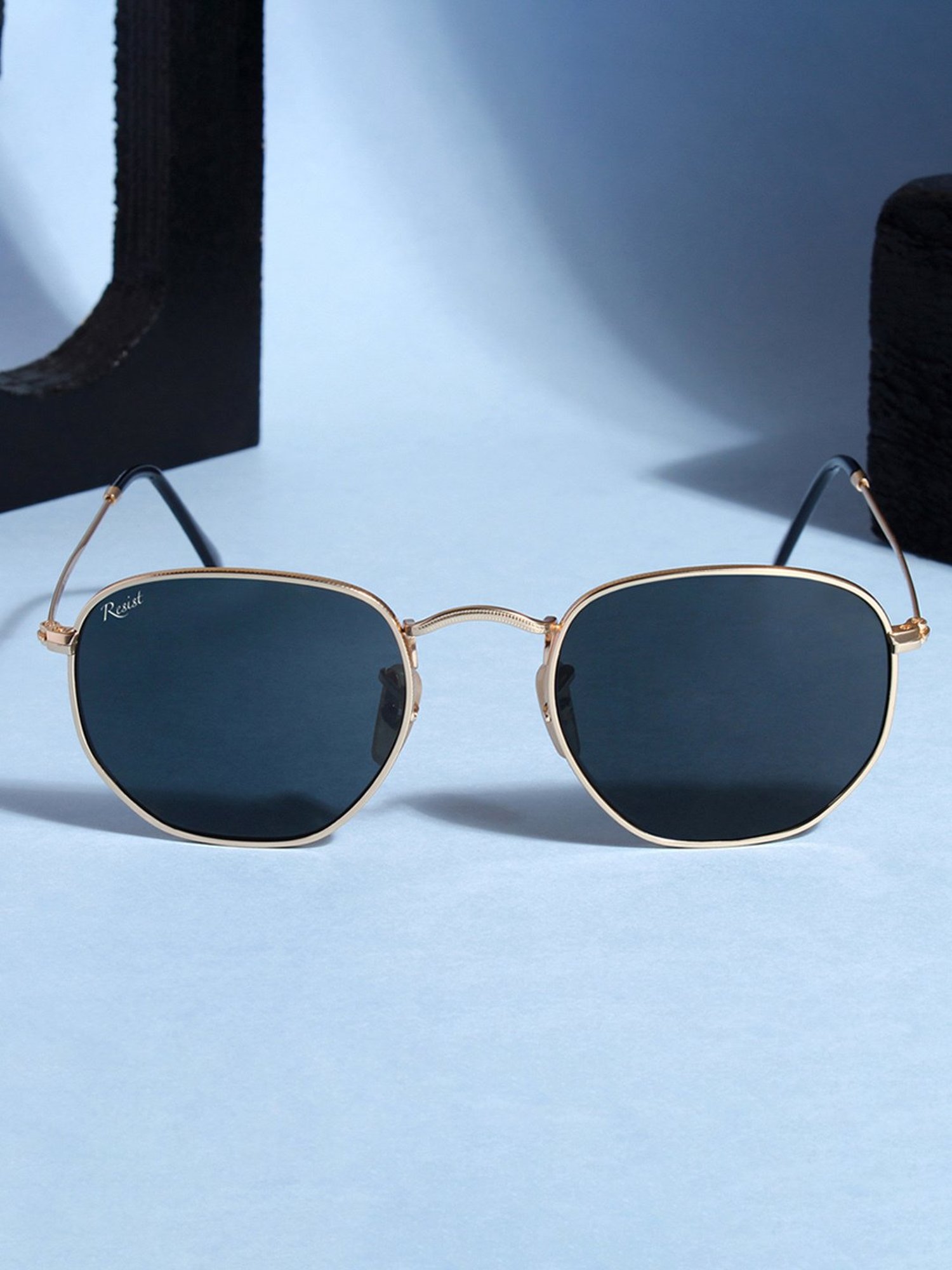 Resist Eyewear Black Hexagon UV Protection Unisex Sunglasses