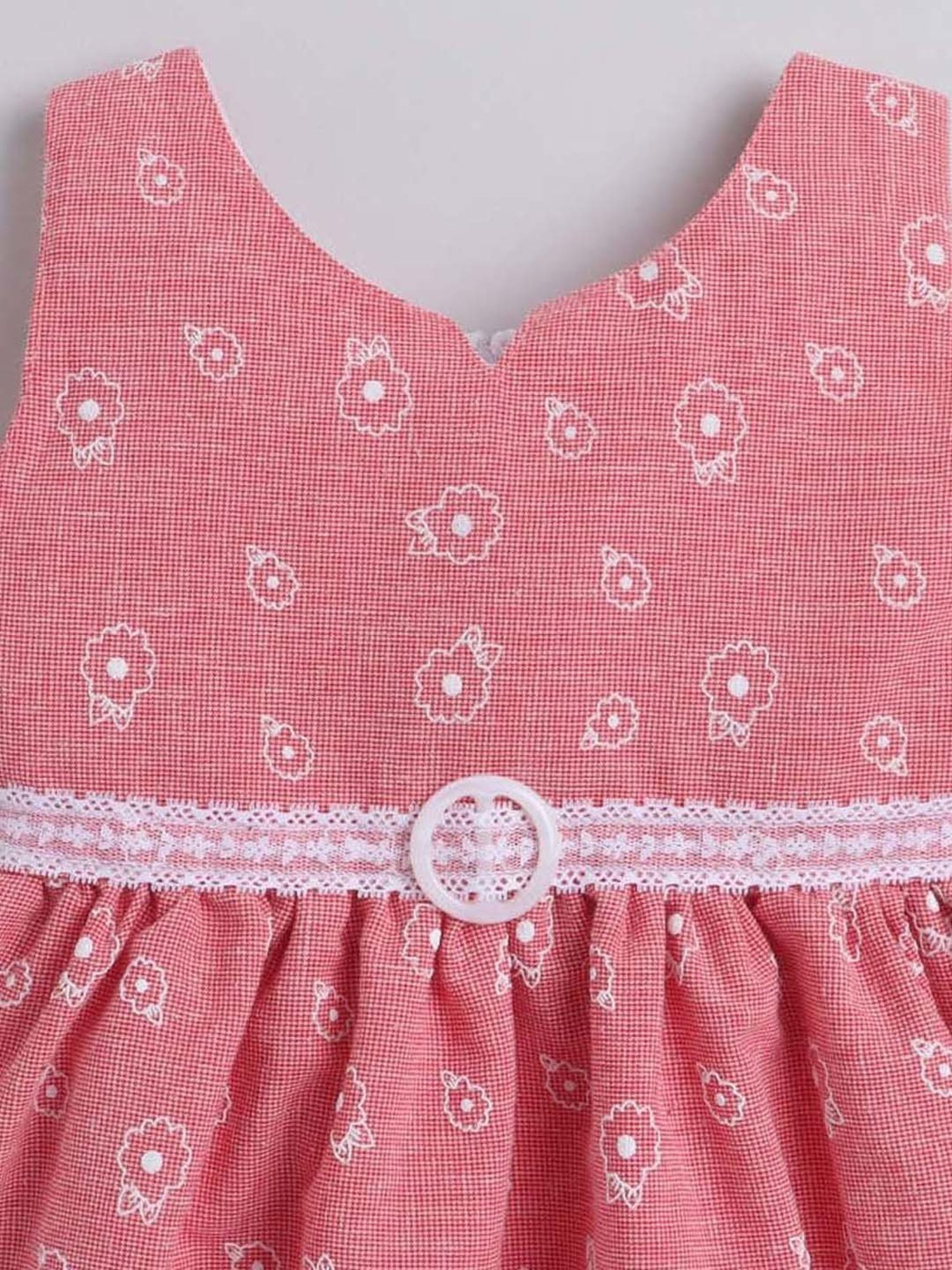 The Magic Wand Kids Pink & White Cotton Printed Dress
