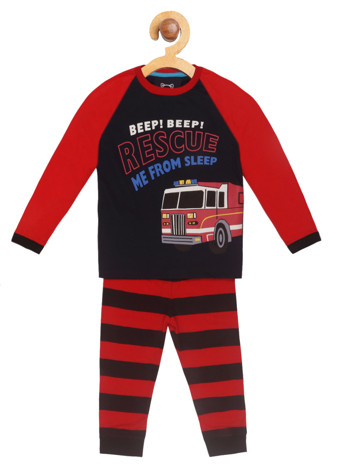 Lazy Shark Boys Red & Black Printed T-Shirt with Pants