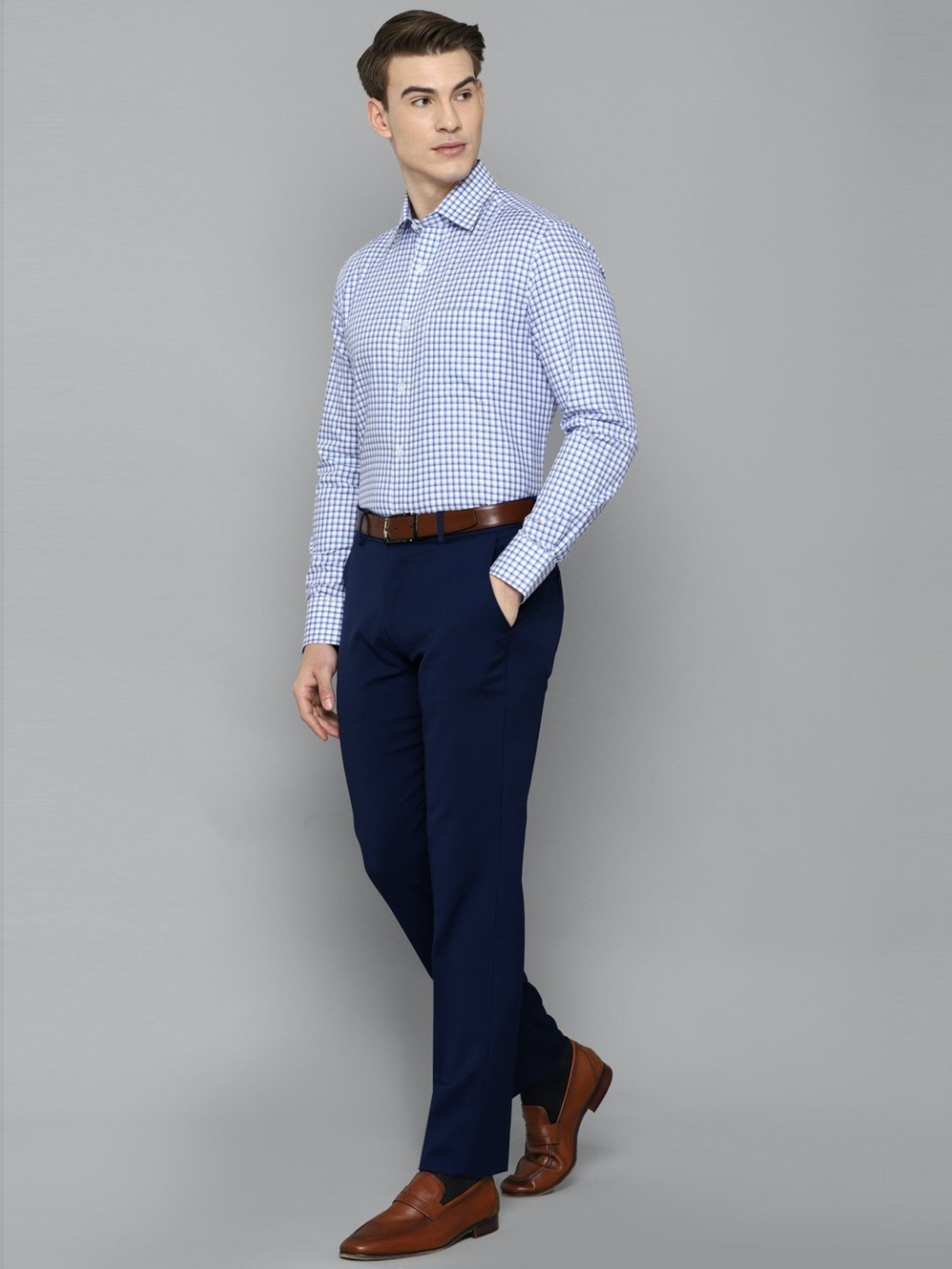 Louis Philippe Permapress Navy Regular Fit Trousers