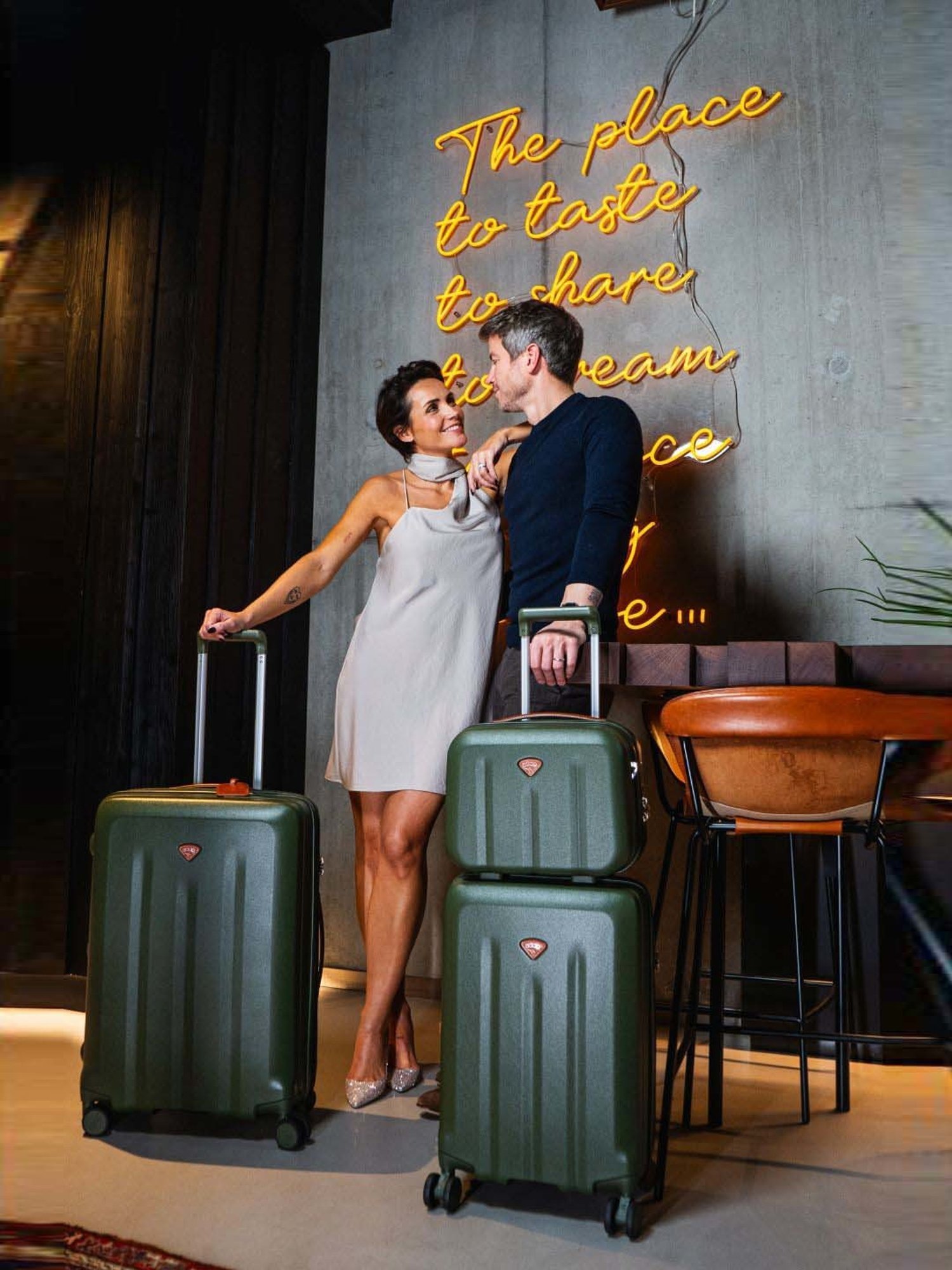 Jump Uppsala Rigid Moss 8 Wheels Medium Hard Cabin Trolley Bag Set of 2