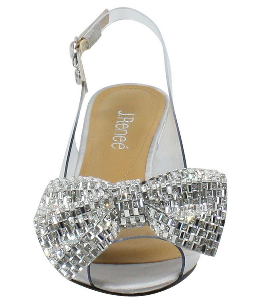 J. Renee Leana Clear Vinyl Rhinestone Bow Peep Toe Slingback Pumps